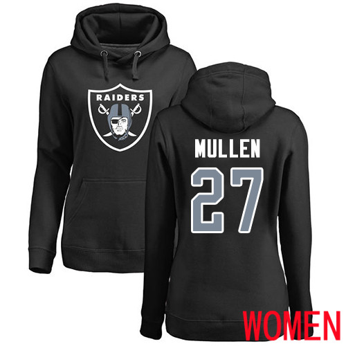 Oakland Raiders Black Women Trayvon Mullen Name and Number Logo NFL Football #27 Pullover Hoodie Sweatshirts